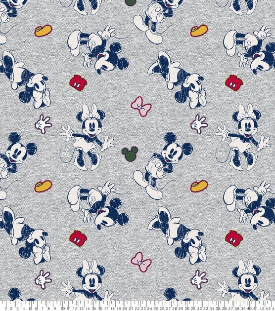Disney Fleece Fabric Mickey and Minnie Heathered Badge