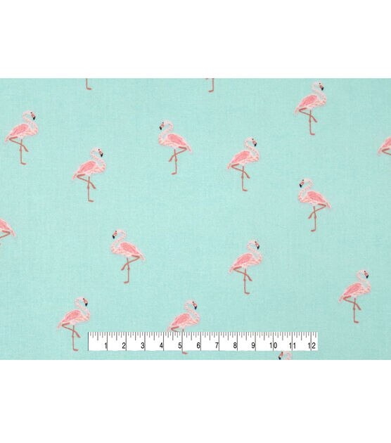 Flamingos On Teal Novelty Cotton Fabric, , hi-res, image 4