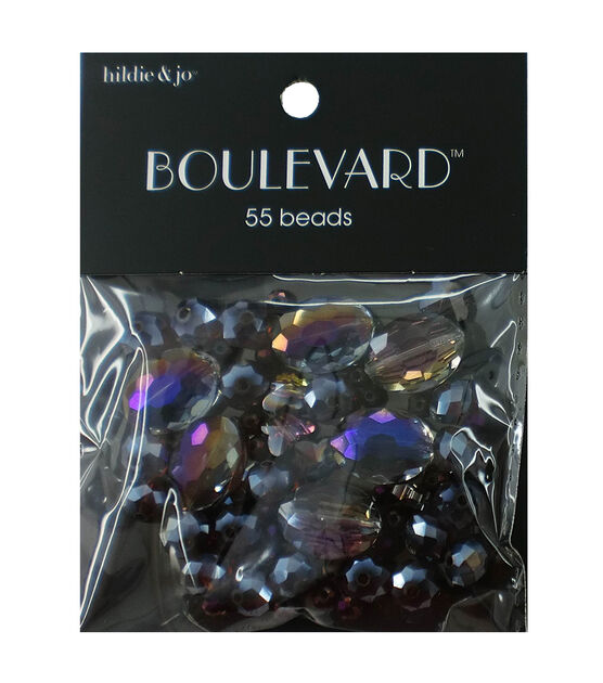 55pc Iridescent Purple Mixed Glass Beads by hildie & jo