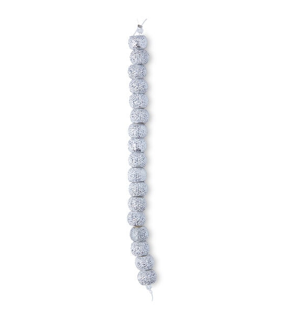 7" Silver Plastic Glitter Bead Strand by hildie & jo, , hi-res, image 2