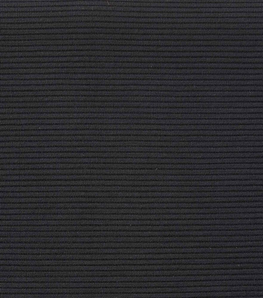 Knit Solid Ribbed Knit Fabric, Black, swatch, image 2