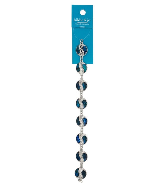 7" Blue Swirl Shell & Silver Metal Strung Beads by hildie & jo