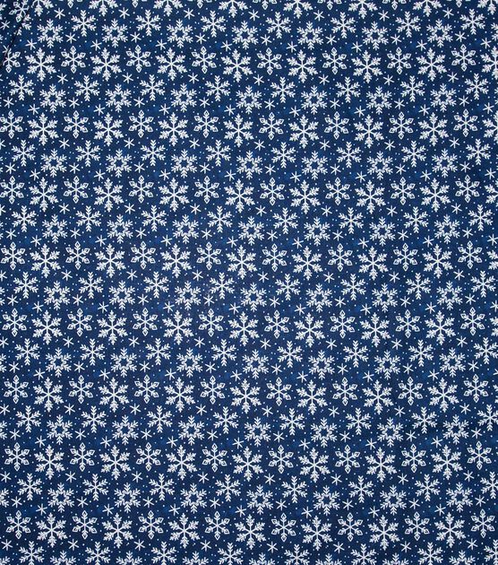 Snowflakes on Blue Texture Christmas Cotton Fabric, , hi-res, image 2