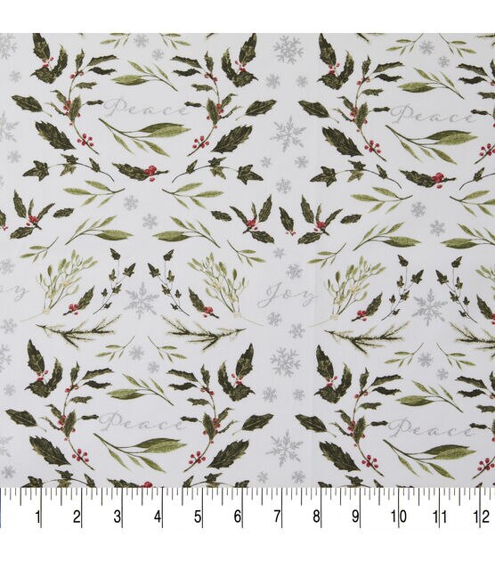 Robert Kaufman Silver Peace & Joy Christmas Metallic Cotton Fabric, , hi-res, image 3