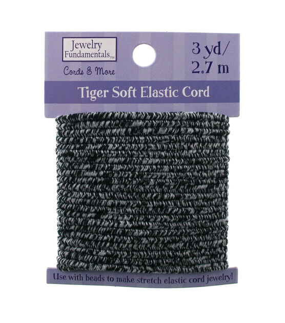 3yds Gray & Black Tiger Soft Elastic Cord by hildie & jo