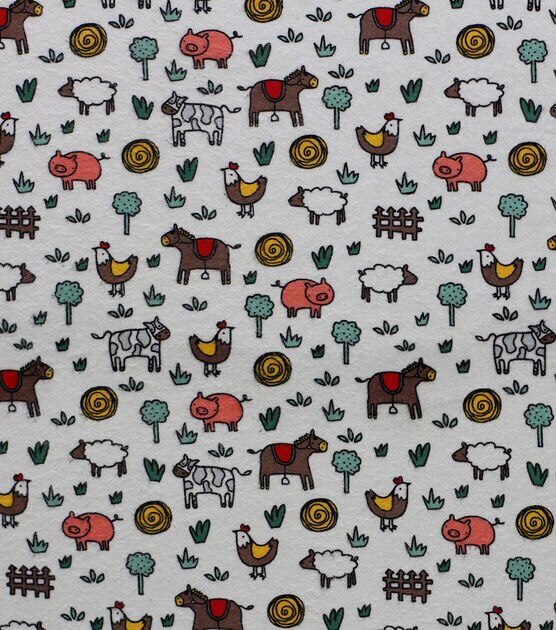 Farm Animal Doodles Super Snuggle Flannel Fabric