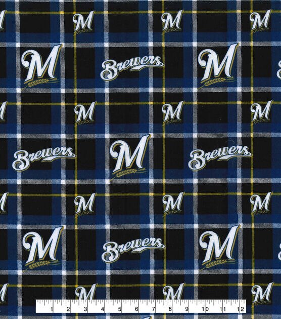 Fabric Traditions Milwaukee Brewers Flannel Fabric Plaid, , hi-res, image 2