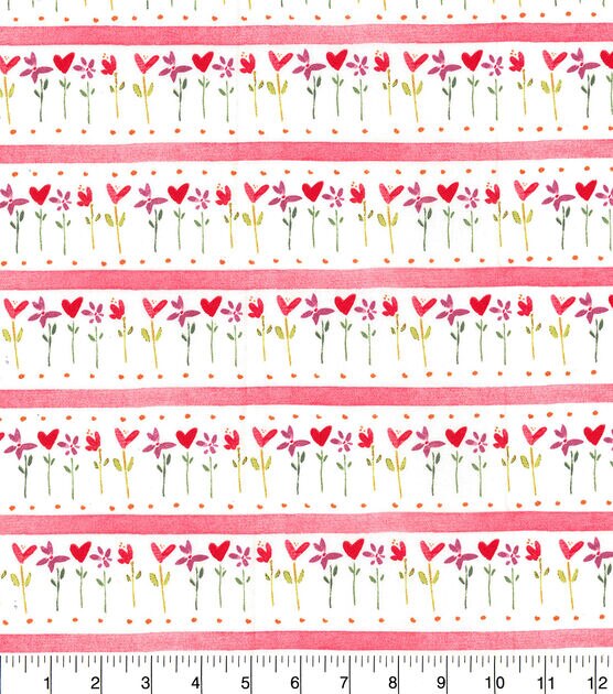 Fabric Traditions Hearts, Flowers & Stripes Valentine's Day Cotton Fabric