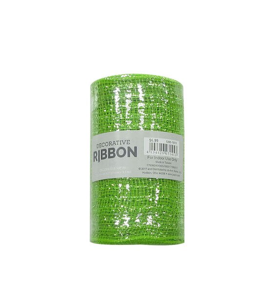 5.5" x 30' Metallic Lime Green Deco Mesh by Place & Time