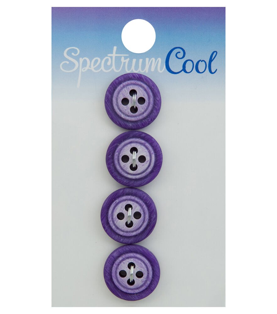 Spectrum Cool 5/8" Round 4 Hole Buttons 4pk, Purple, swatch