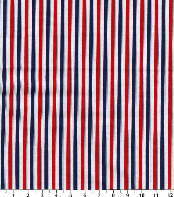 Patriotic  Red & Blue Stripes Cotton Fabric