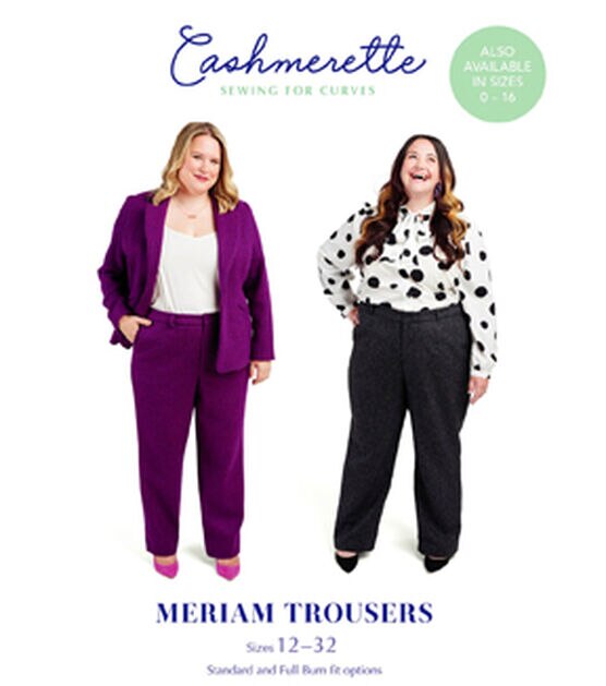 Cashmerette Size 12 to 32 Women's Meriam Trousers Sewing Pattern
