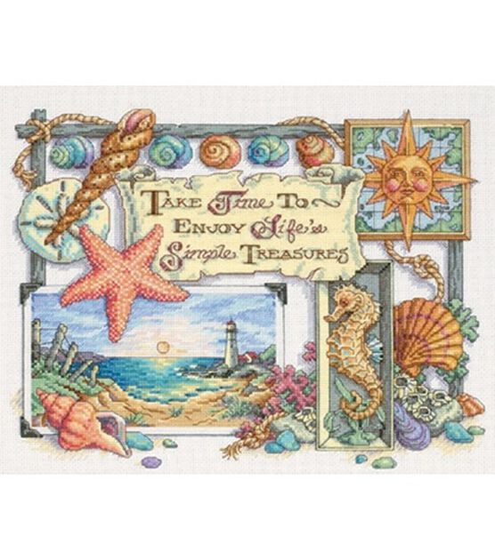 Dimensions 14" x 11" Simple Treasures Counted Cross Stitch Kit