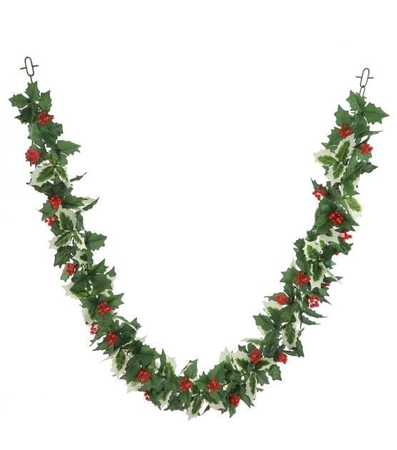 72" Christmas Holly & Red Berry Garland by Bloom Room, , hi-res, image 1
