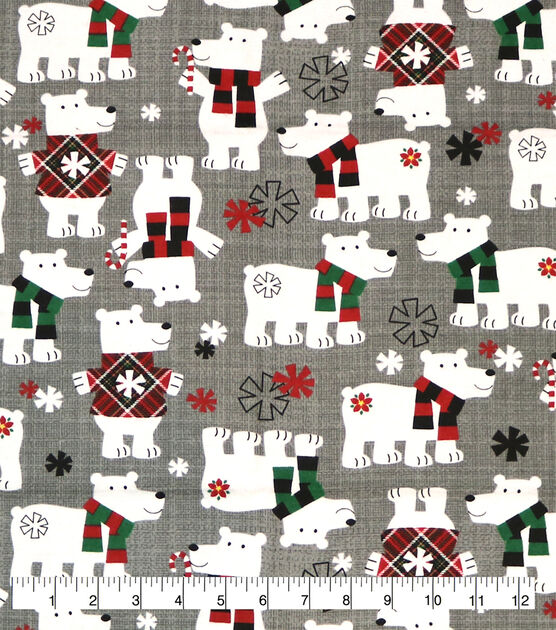 Polar Bears in Sweaters Super Snuggle Christmas Flannel Fabric