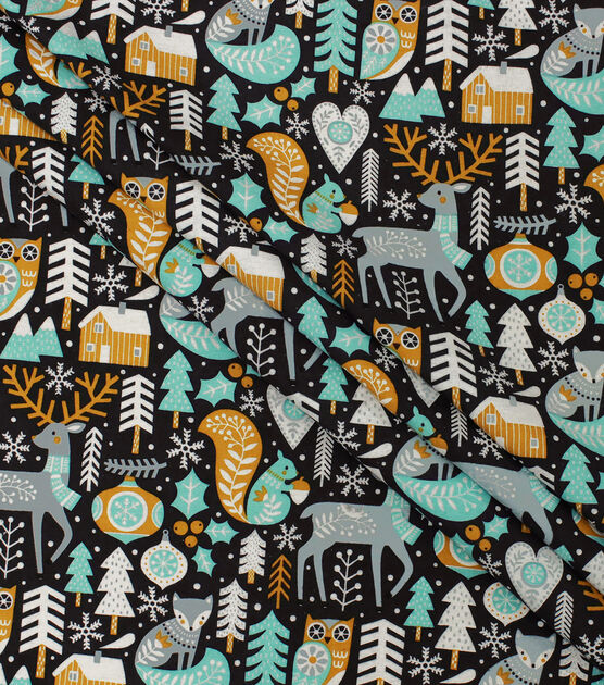 Woodland Animals & Trees Super Snuggle Christmas Flannel Fabric, , hi-res, image 2