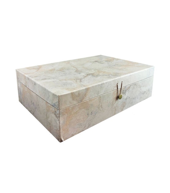 16" Stone Pattern Rectangle Box With Button Closure