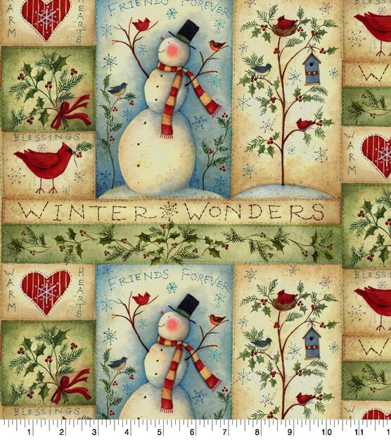 Susan Winget Friends Forever & Snowmen Christmas Cotton Fabric