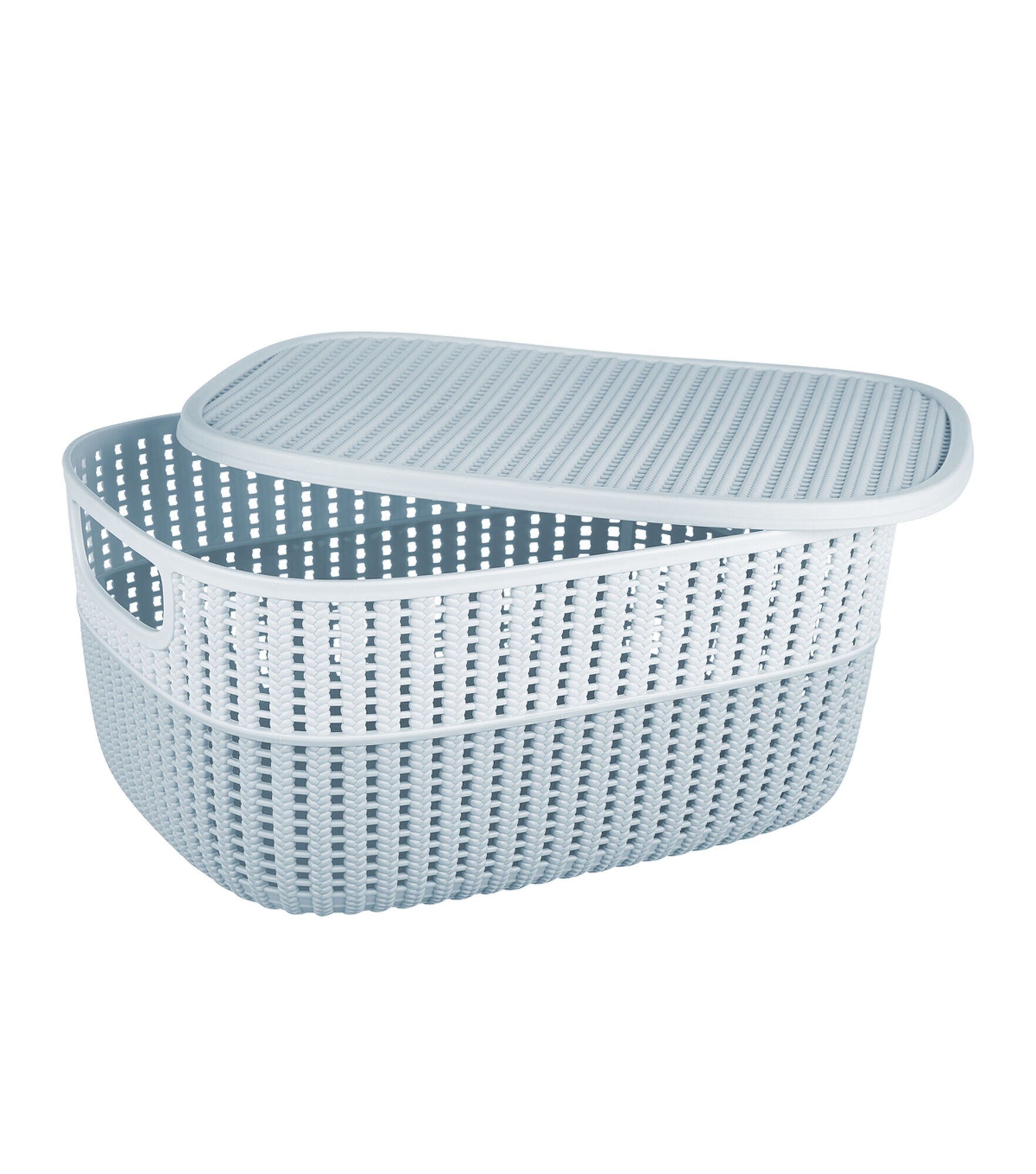 11" x 15" Ombre Stackable Plastic Weave Storage Bin by Top Notch, Blue, hi-res