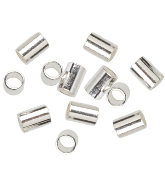 2mm x 3mm Silver Plated Metal Crimp Beads 45pc by hildie & jo