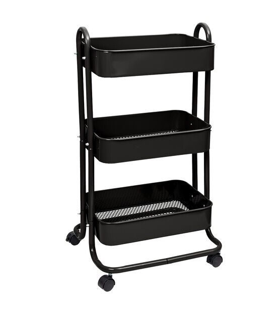 17" Rolling 3 Tier Metal Storage Cart by Top Notch, , hi-res, image 2