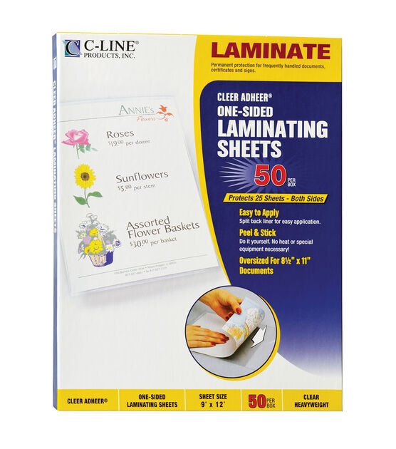 C Line 9" x 12" Heavyweight Clear Laminating Sheets 50ct