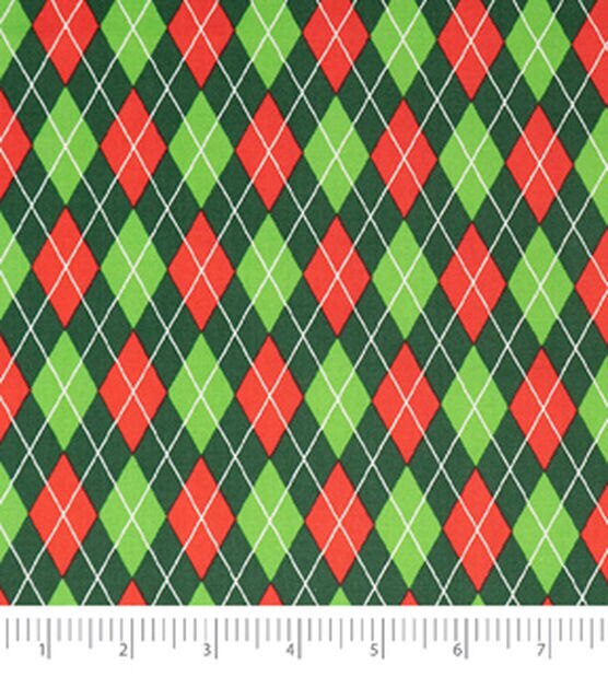 Singer Green & Red Diamonds Christmas Cotton Fabric