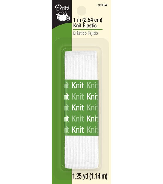 Dritz 1" Knit Elastic, White, 1-1/4 yd