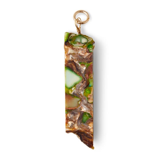 Gold Pendant With Green & Brown Stone by hildie & jo, , hi-res, image 2