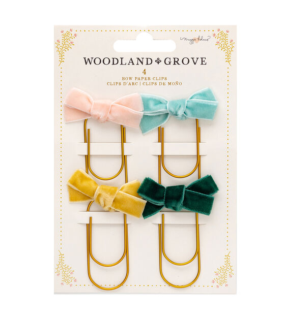American Crafts 4pc Maggie Holmes Woodland Grove Velvet Paper Clip
