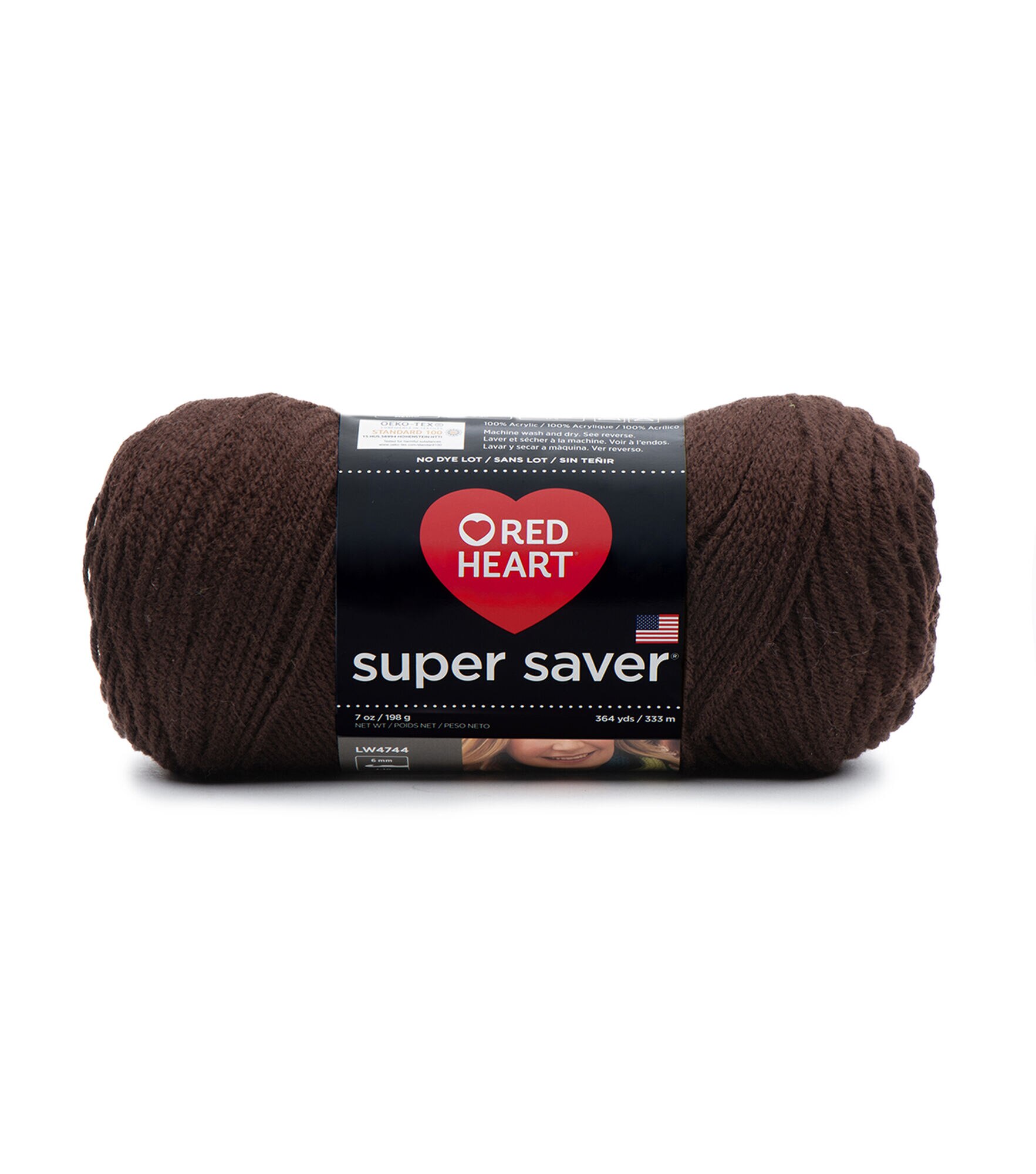 Red Heart Super Saver Worsted Acrylic Yarn, Coffee, hi-res