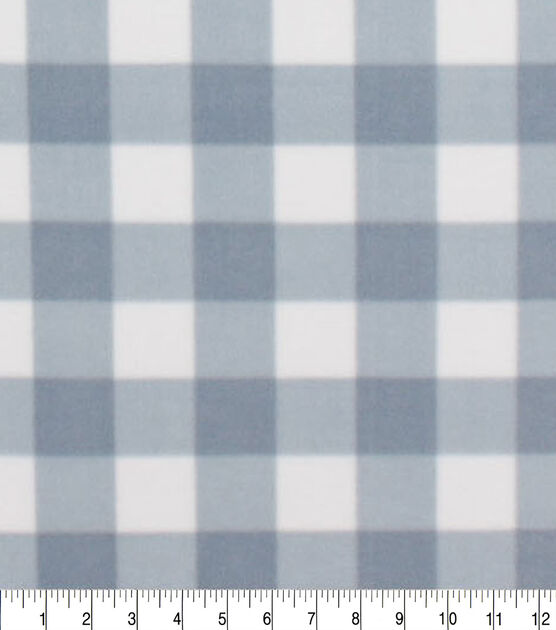 Blue & White Gingham Pattern Anti Pill Fleece Fabric