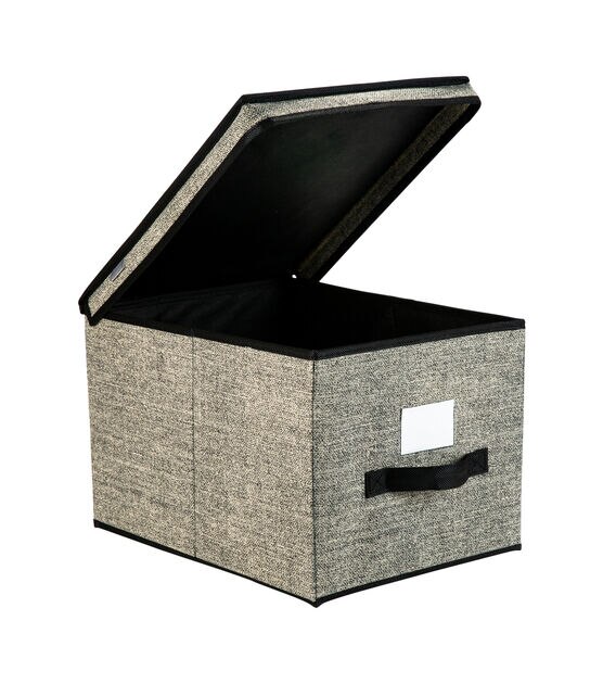 Simplify 12" x 16" Black Storage Box With Handle, , hi-res, image 2