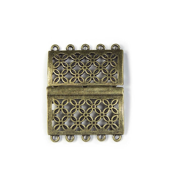 Oxidized Brass Rectangle Metal 5 Loop Slider Clasp by hildie & jo