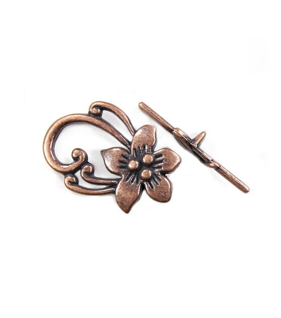 3ct Oxidized Copper Metal Flower Toggle Clasps by hildie & jo, , hi-res, image 1