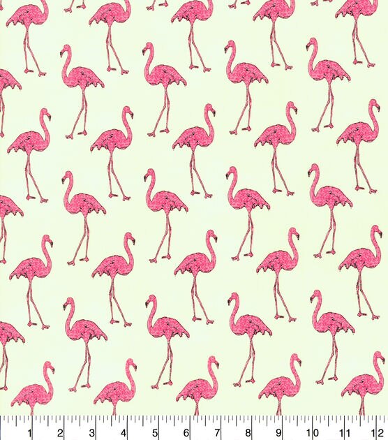 Robert Kaufman Novelty Cotton Fabric  Flamingos On Cream, , hi-res, image 2