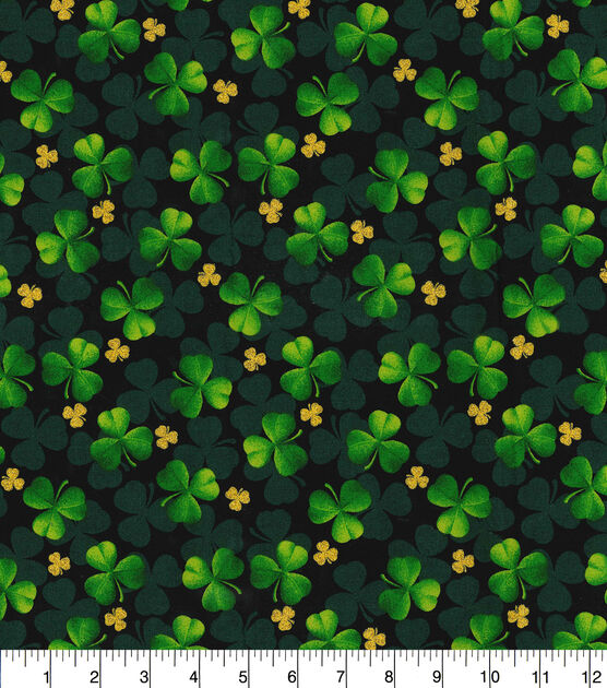 Fabric Traditions Clover St. Patrick's Day Glitter Cotton Fabric