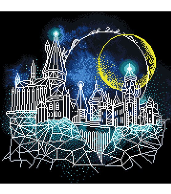 Camelot Dotz 20" x 20" Moon Over Hogwarts Diamond Painting Kit, , hi-res, image 2