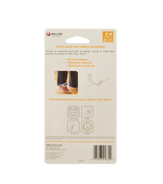 VELCRO Brand Thin Clear Fasteners 3/8in Circles, Clear - 56 ct.