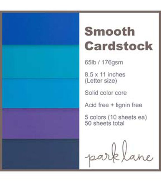 50 Sheet 8.5" x 11" Blue Solid Core Cardstock Paper Pack by Park Lane, , hi-res, image 5