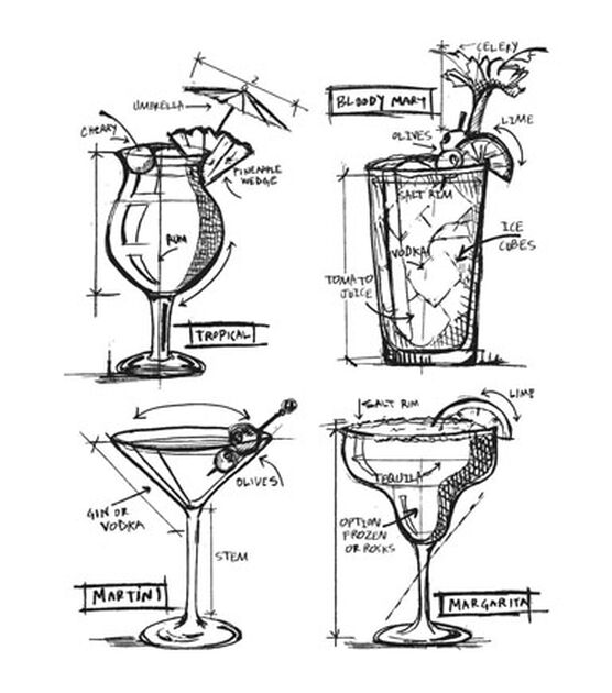 Stampers Anonymous Tim Holtz Cling Stamp Cocktails Blueprint