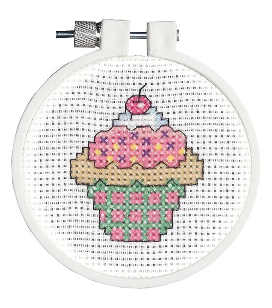 Janlynn 3" Cupcake Round Counted Cross Stitch Kit