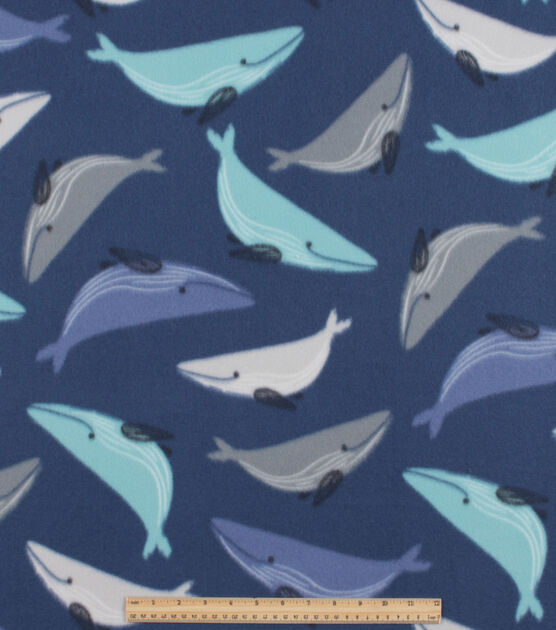 Whales Blizzard Prints Fleece Fabric, , hi-res, image 2