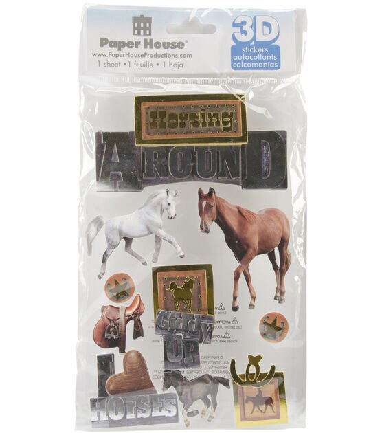 Paper House 10 pk 3D Stickers Horsing Around, , hi-res, image 2