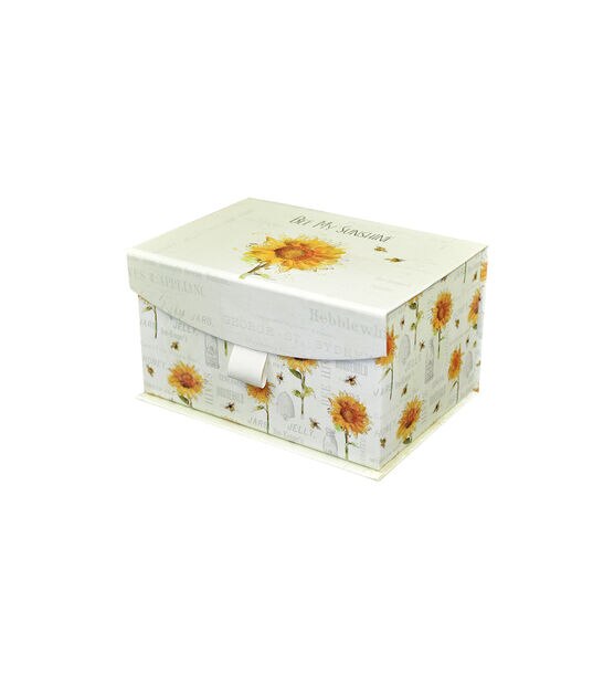 8" Yellow Flowers Fliptop Box With Tab Closure by Place & Time