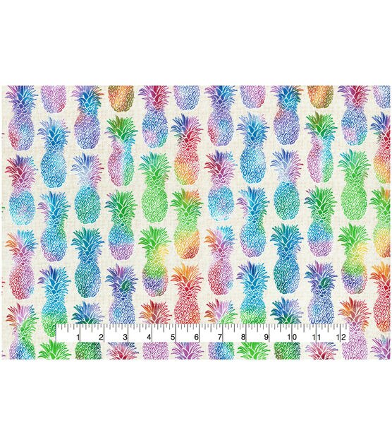 Novelty Cotton Fabric 43" Multi Pineapples, , hi-res, image 2