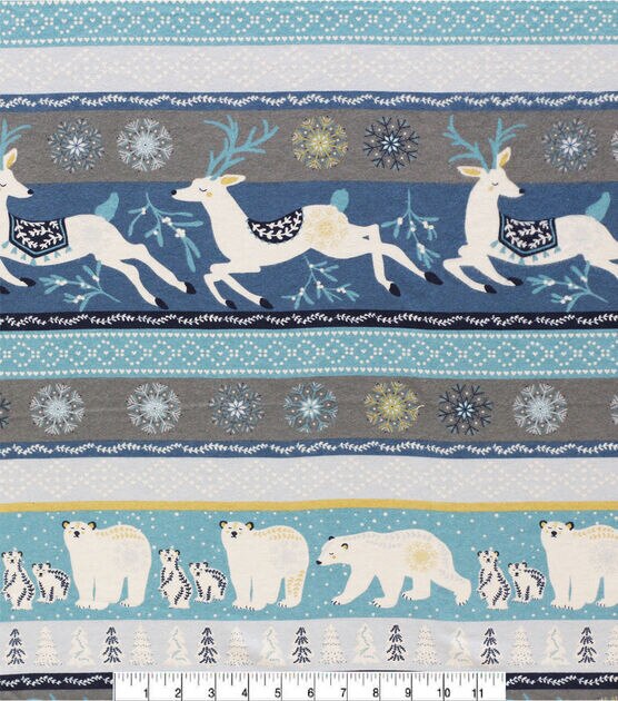 Winter Animal Fair Isle Super Snuggle Christmas Flannel Fabric, , hi-res, image 2