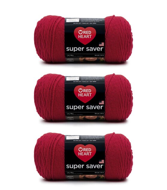 Red Heart Super Saver Worsted Weight Yarn 3 Bundle - Hot Red - Red Heart Yarn - Yarn & Needlecrafts