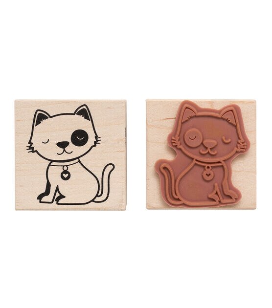 American Crafts Wooden Stamp Cat, , hi-res, image 2