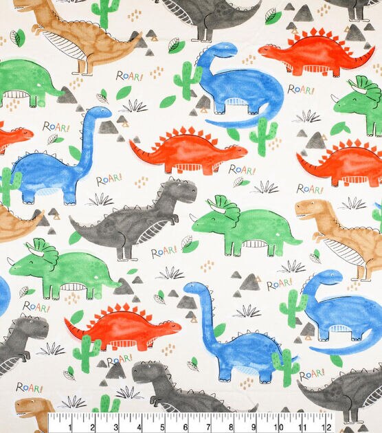 Watercolor Dino Super Snuggle Flannel Fabric, , hi-res, image 2
